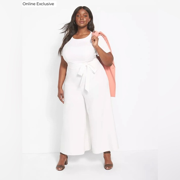 Lane Bryant White Jumpsuit with Tie Waist - Picture 1 of 16